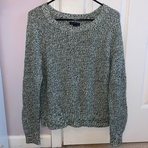 Black and green speckled crew neck sweater